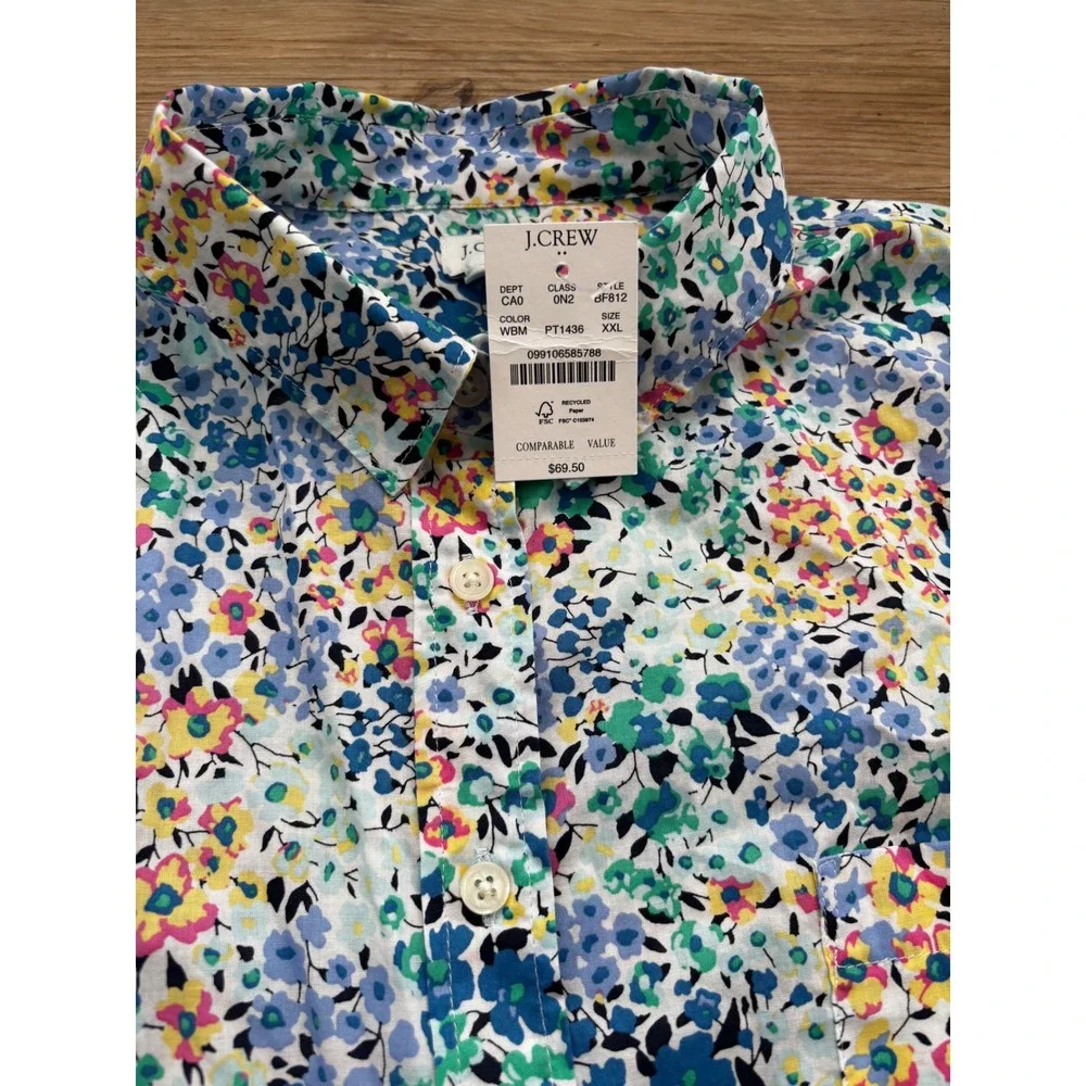J.Crew Womens XXL Floral Cotton Button Down Shirt Multi Color BF812 New